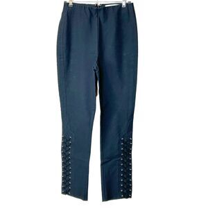 Derek Lam 10 Crosby Pants Lace Up Leg Detail Straight Leg Black Women's 2